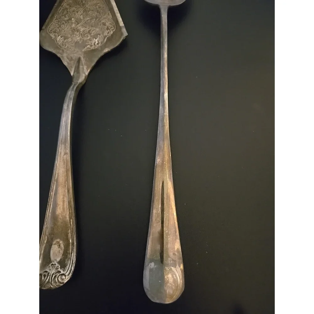 Unknown‎ Maker Lot Of 5 Serving Utensils Silver Plated